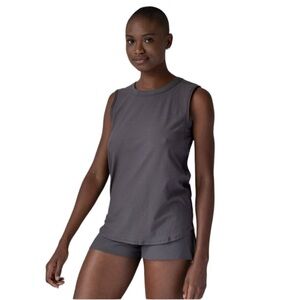 Lunya Casual Lounge Pima Cotton Restore Muscle Tank Top Brown Medium